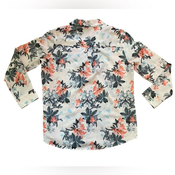 Talbots Petite Floral Nantucket Print Adjustable Sleeve Button Down Blouse - Picture 5 of 9